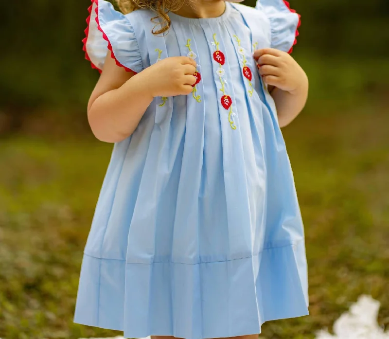 Kids Berry Patch - Perrin Pleat Dress In Baby Blue Satin unclassified dresses