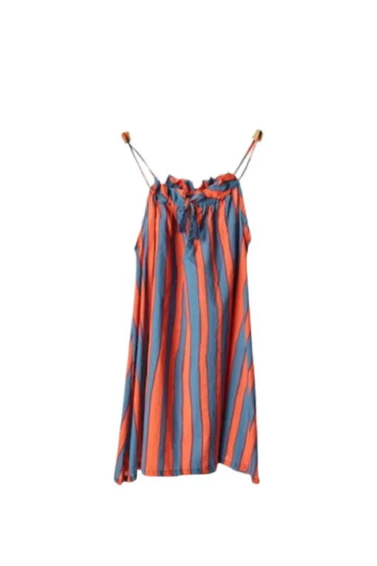 Kids Cotton Stripe Marlien Dress In Batik Stripe Blood Orange Chic unclassified dresses