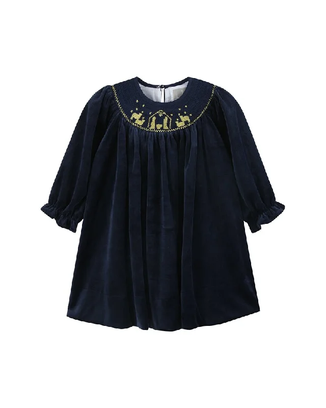 Lil Cactus Velvet Nativity Smocked Bishop Dress Y2K unclassified dresses