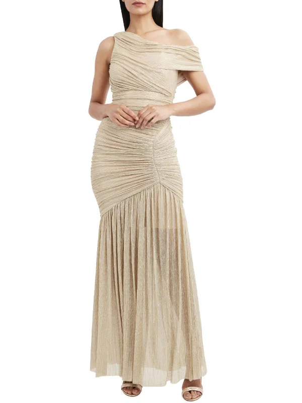 Lillian Womens Metallic One Shoulder Evening Dress Stretchy unclassified dresses