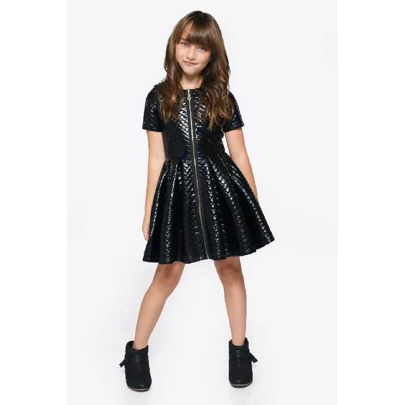 Little l Big l Tween Girls Quilted Pleather Zipper Dress Sequin unclassified dresses