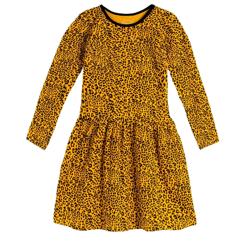 Mightly Girls Gold Leopard Dress Summer unclassified dresses