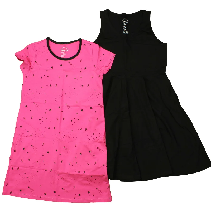 Mightly Girls Pink | Stars | Black Dress Spring unclassified dresses