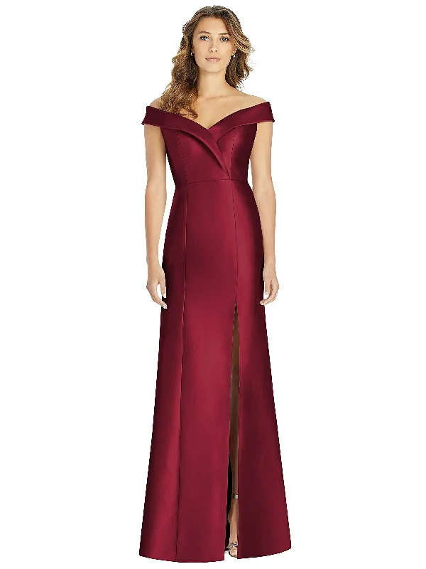 Off-the-Shoulder Cuff Trumpet Gown with Front Slit Budget-friendly unclassified dresses