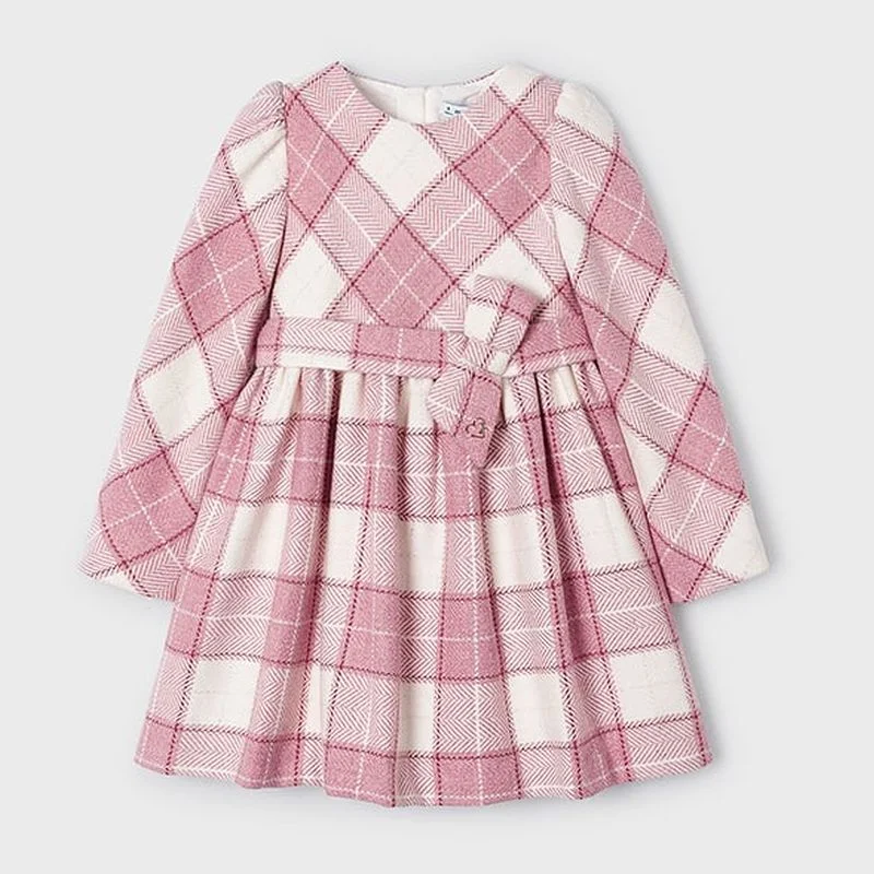 Pink Bow Plaid Dress Vacation unclassified dresses