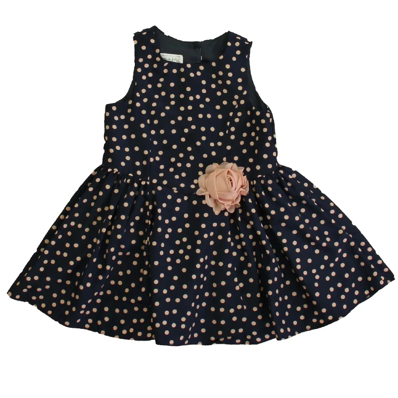 Pippa & Julie Girls Navy Polka Dots Dress Tiered unclassified dresses