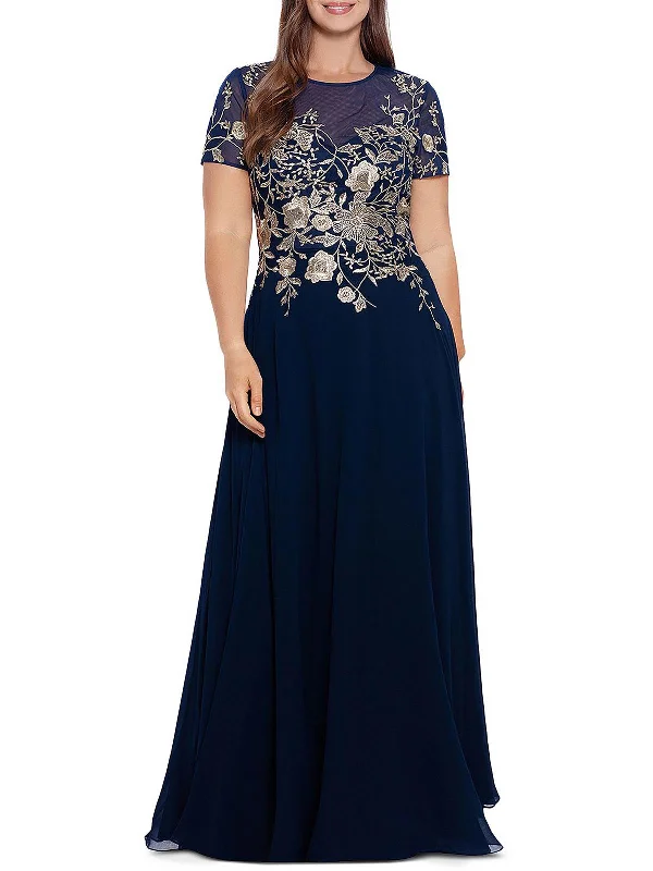 Plus Womens Mesh Embroidered Evening Dress Plus size unclassified dresses