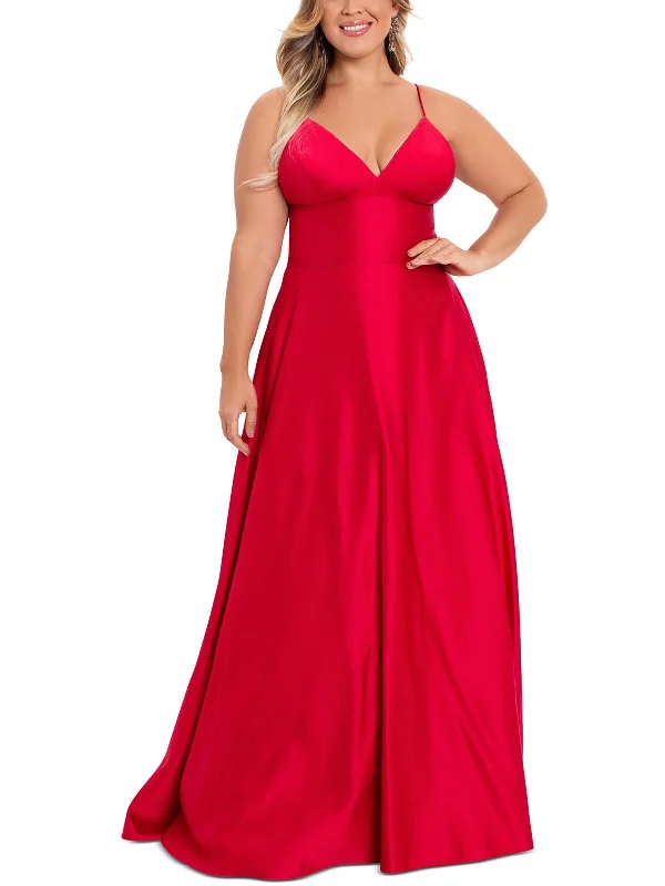 Plus Womens Satin Formal Evening Dress Preppy unclassified dresses