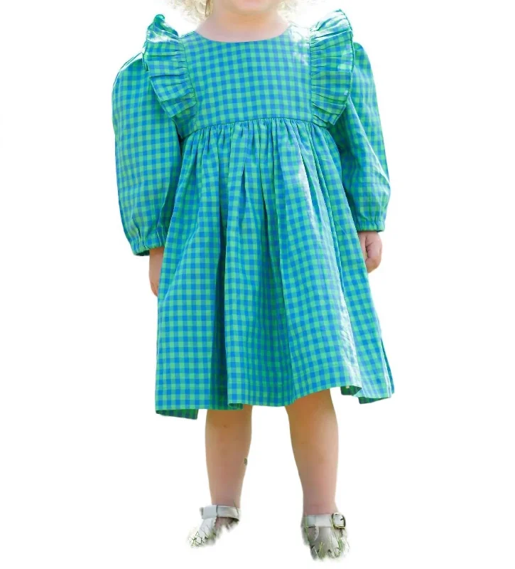 Preppy Plaid Girls Dress In Green Beach unclassified dresses