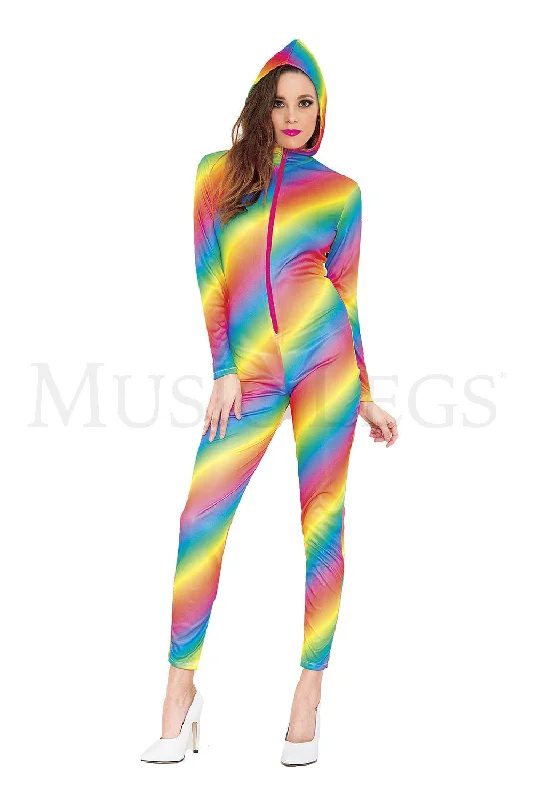 Rainbow Hooded Catsuit Trendy new unclassified dresses