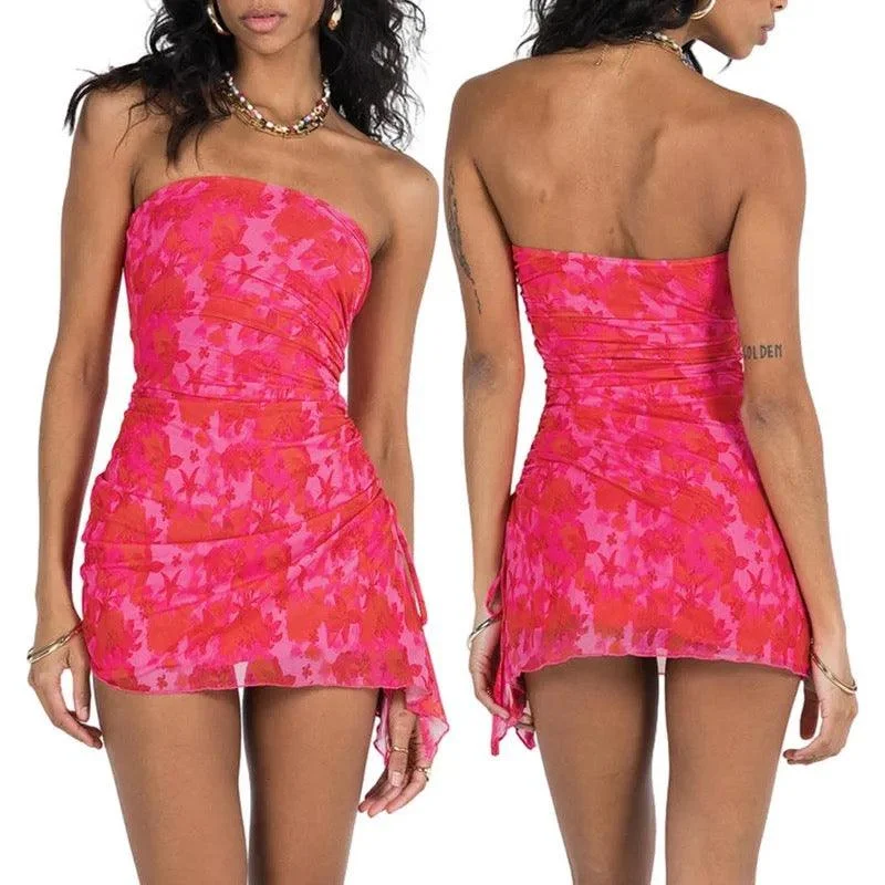 Ruby Ruched Tube Dress in Pink Office unclassified dresses