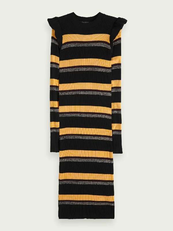 Scotch & Soda Striped Rib Knitted Dress Dark color unclassified dresses