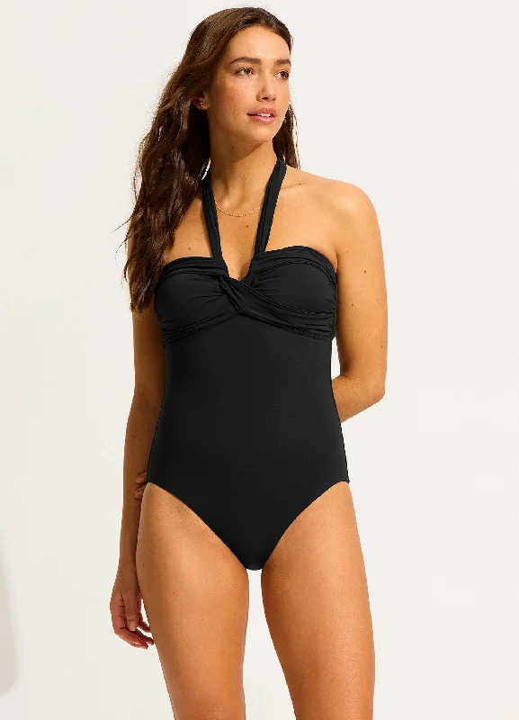 Seafolly Collective Halter Bandeau One Piece - Black Fall unclassified dresses