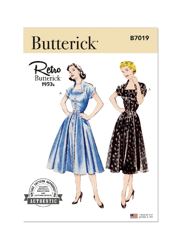 Butterick sewing pattern B7019 Misses' 50's Dress Metallic unclassified dresses