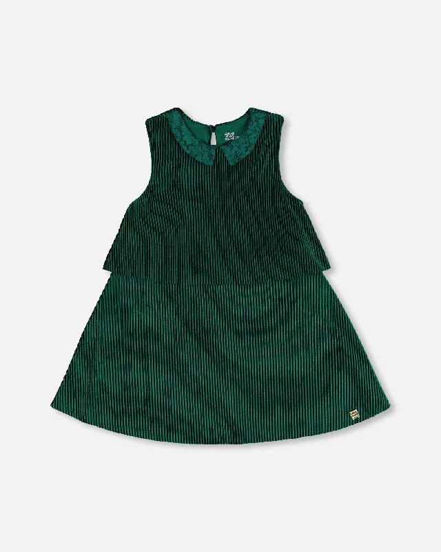 Sleeveless Dress With Eyelet Collar Forest Green Plus size unclassified dresses