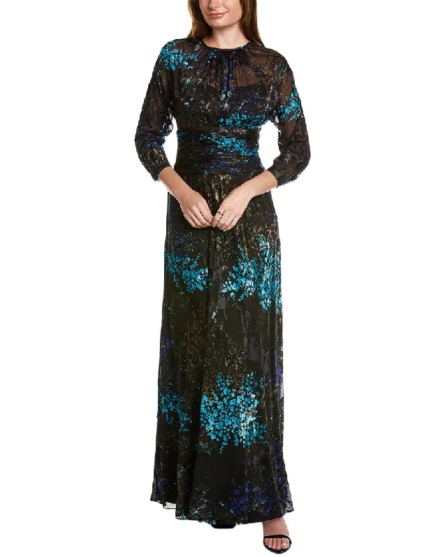 Teri Jon by Rickie Freeman Burnout Chiffon Silk-Blend Gown Off-shoulder unclassified dresses