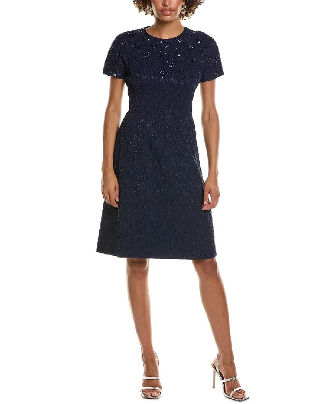 Teri Jon by Rickie Freeman Metallic Jacquard Jewel A-Line Dress Chic unclassified dresses