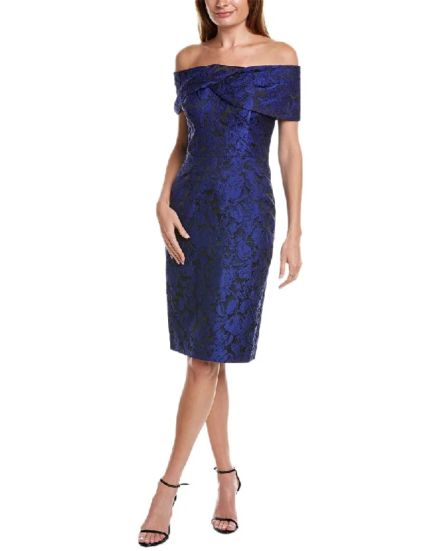 Teri Jon by Rickie Freeman Off-The-Shoulder Sheath Dress Knitted unclassified dresses