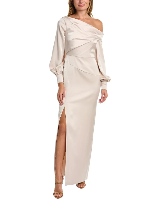 Theia Bishop Sleeve Column Gown Knitted unclassified dresses