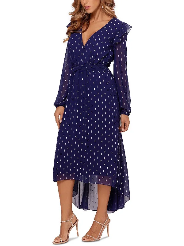 Womens Clip-Dot Asymmetric Fit & Flare Dress Soft fabric unclassified dresses