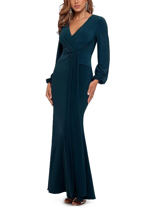 Womens Draped V-Neck Evening Dress Vintage unclassified dresses