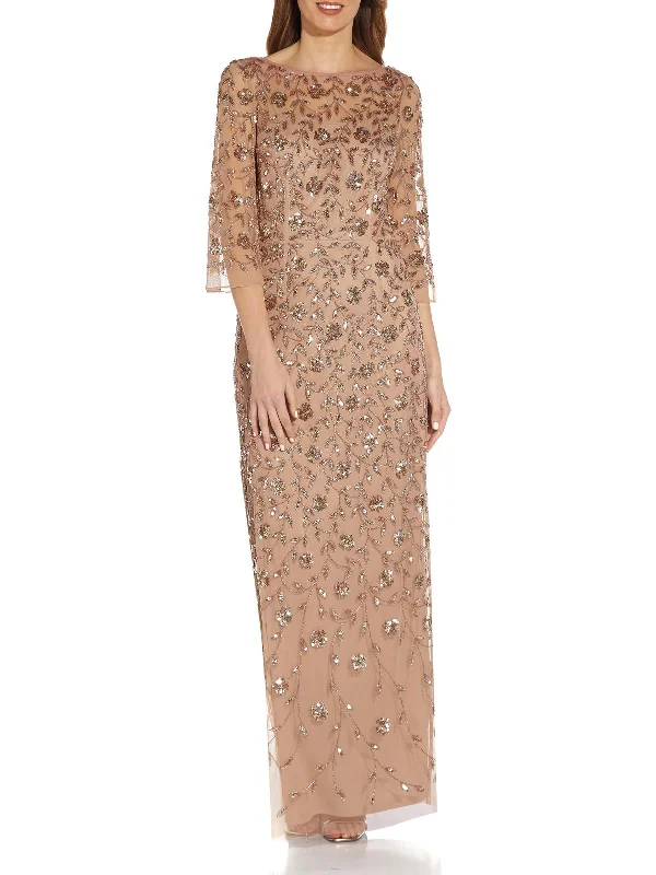 Womens Embellished Bell Sleeve Evening Dress Discounted unclassified dresses