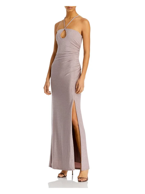 Womens Metallic Halter Evening Dress Elegant unclassified dresses