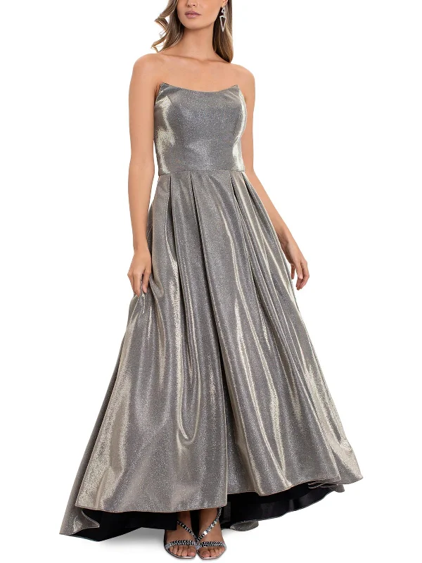 Womens Metallic Hi-Low Evening Dress Neutral tone unclassified dresses