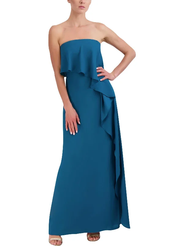 Womens Strapless Cascade Ruffle Evening Dress Trendy new unclassified dresses