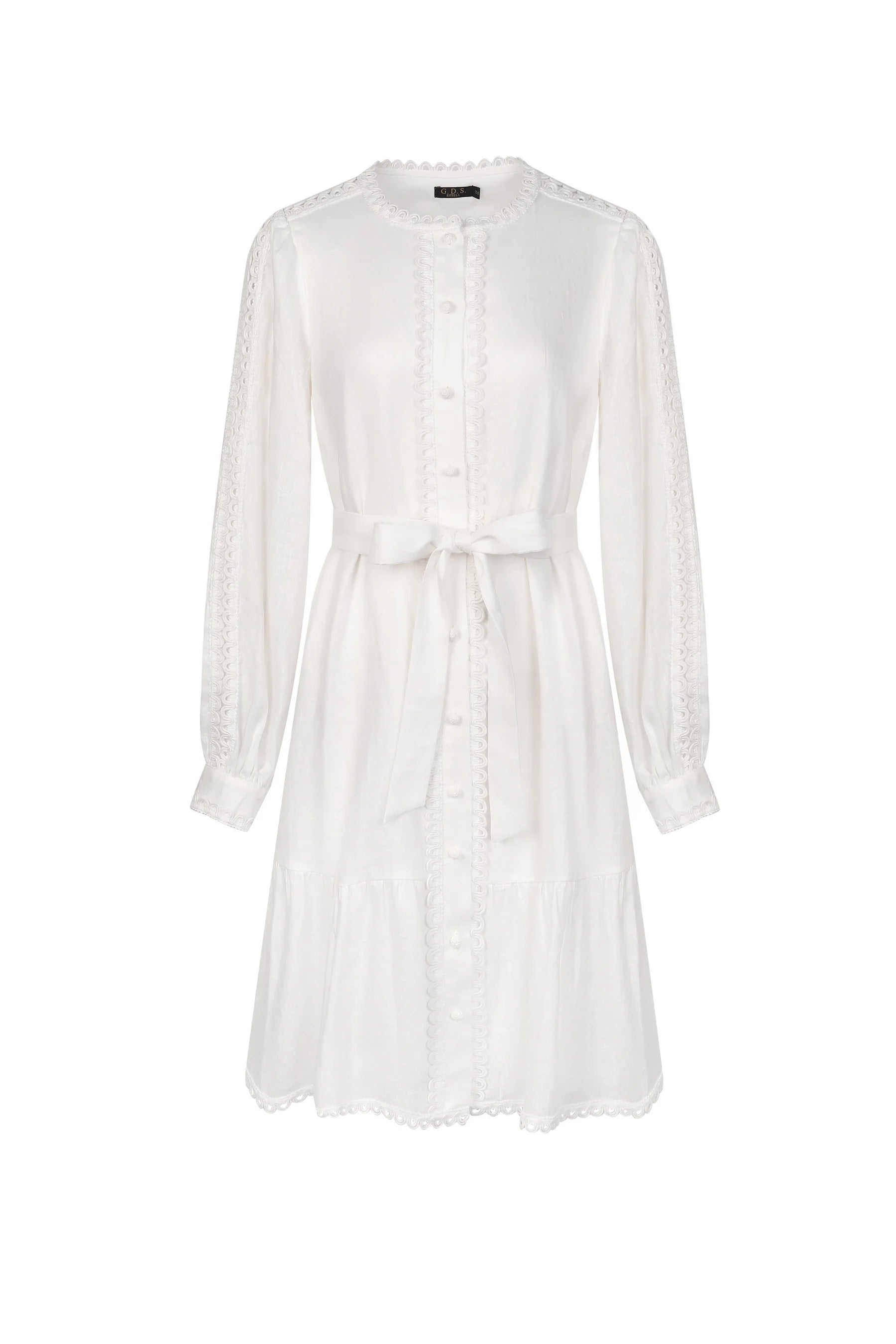 GDS Angelica Linen Short Dress |  White Sexy Leather Skirt