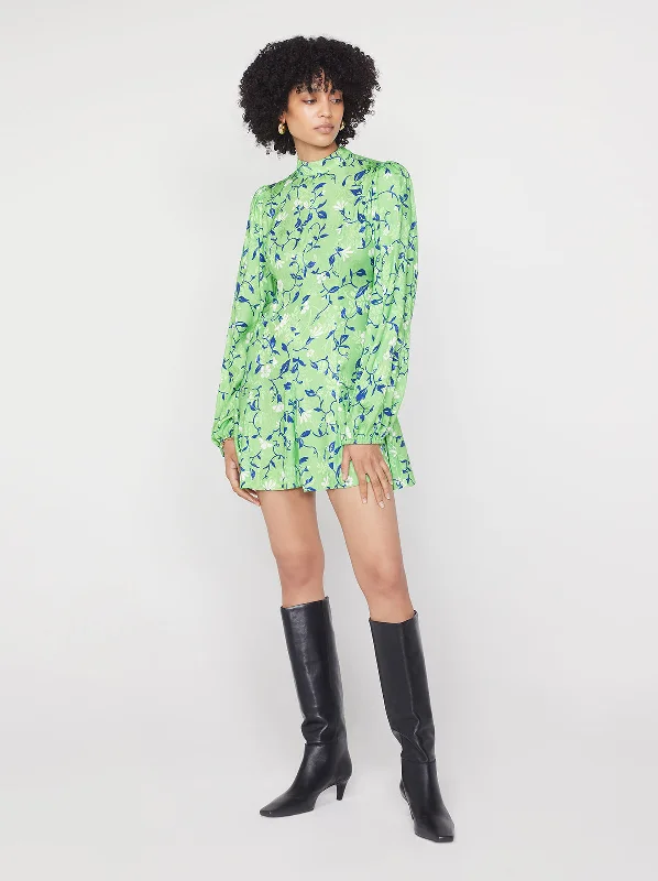 Doretta Green Vine Print Mini Dress Cozy Mini Skirt