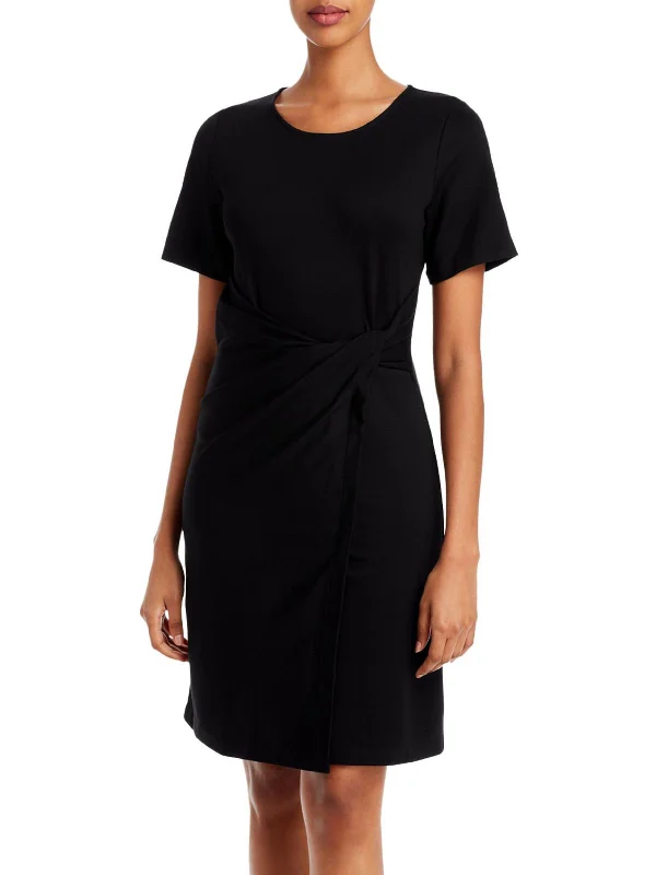 Maddy Womens Short Sleeve Short Wear to Work Dress Simple Mini Skirt