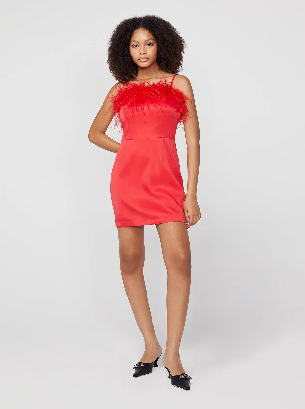 Nola Red Mini Dress Long-sleeve Mini Skirt