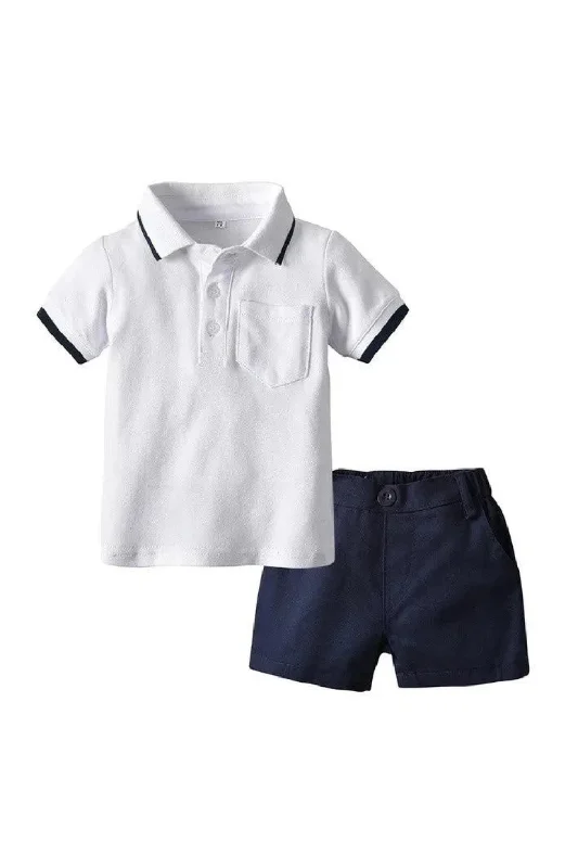 Summer Kids Boys Casual Clothing Set Short Sleeve Lapel Pullover Gentleman Shirt Short Pants A-line Denim Skirt